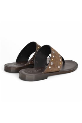 Infradito donna in camoscio colore testa di moro. DONNARI' | DR01A-TESTA DI MORO